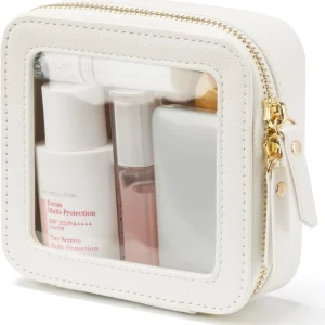 Mini Clear Makeup Bag Leather Cute Small Visible Window Storage Lipsticks Cosmetics Case for Purse Pouch