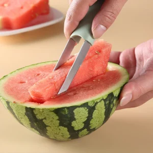 3-in-1 Watermelon Fork Slicer Cutter – Stainless Steel Fruit Popsicle Cutter & Portable Kitchen Gadget