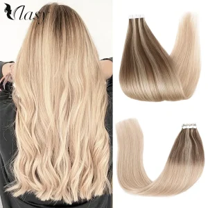 Vlasy 16pcs Mini Tape Hair Extensions 12–24 Inch