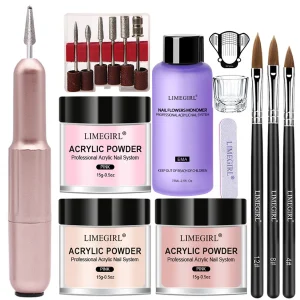 Acrylic Nail Kit – 3 Colors Acrylic Powder with Brushes and Drill Tools